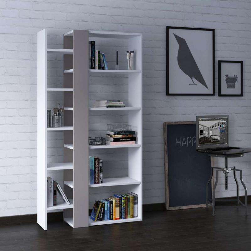 כוננית Lift Bookcase לבן/מוקה מסדרת Decoline