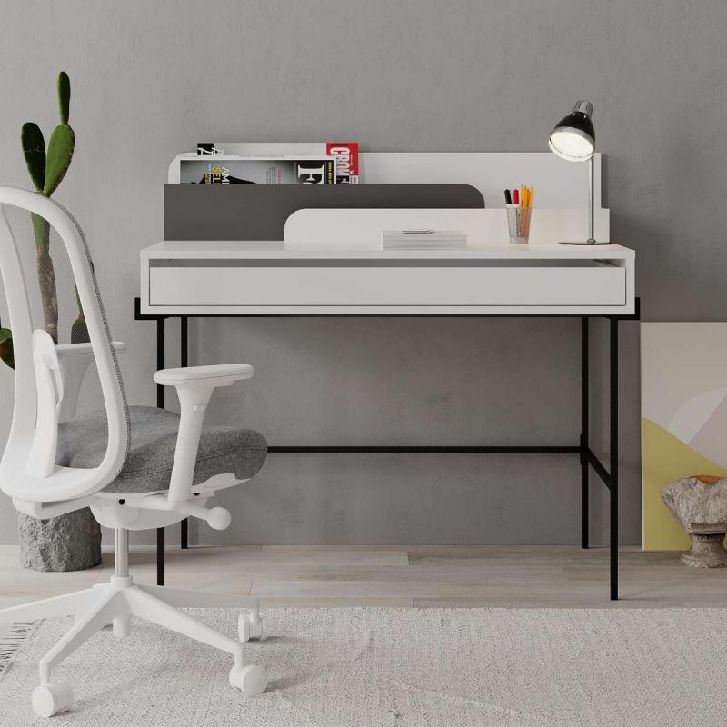 שולחן כתיבה Leila Working Table לבן/אפור מסדרת Decoline