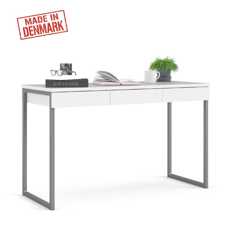 שולחן כתיבה מחשב עם מגירות ורגלי ברזל תוצרת דנמרק דגם ענת-לבן