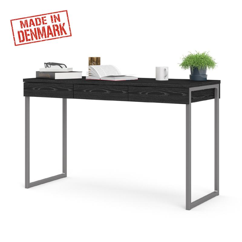 שולחן כתיבה מחשב עם מגירות ורגלי ברזל תוצרת דנמרק דגם ענת-שחור