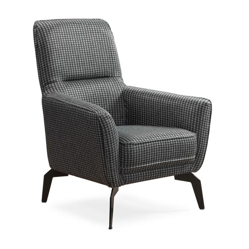 כורסא מעוצבת מרופדת עם בד רחיץ ורגלי ברזל דגם סיאול שחור-אפור