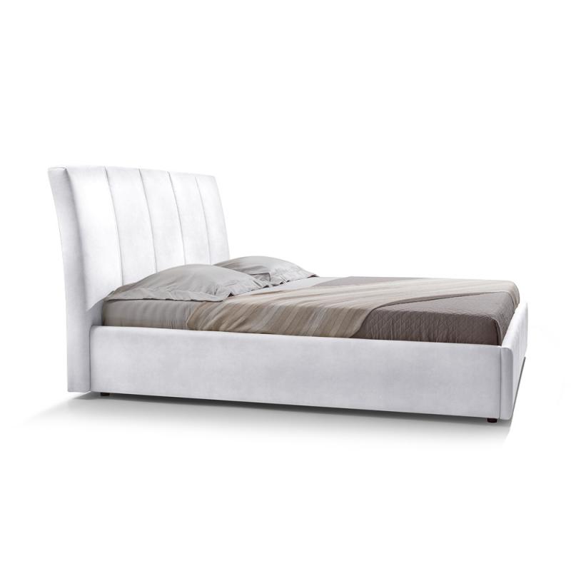 מיטה זוגית יוקרתית 180x200 בריפוד דמוי עור לבן עם ארגז מצעים דגם שירז 180
