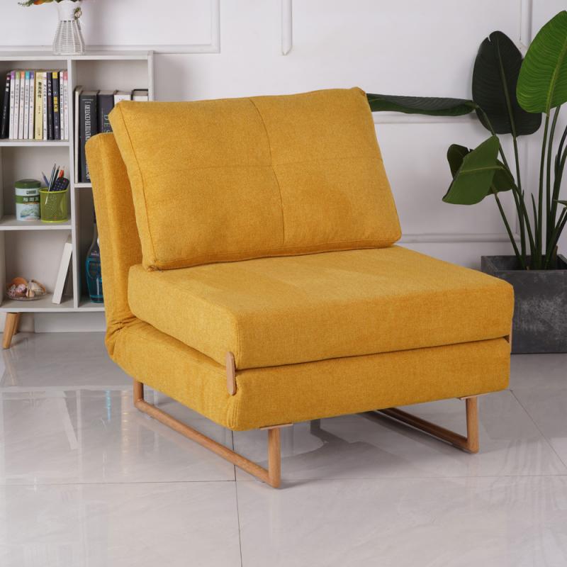 כורסא נפתחת למיטה מרופדת בד רחיץ צהוב דגם לילך
