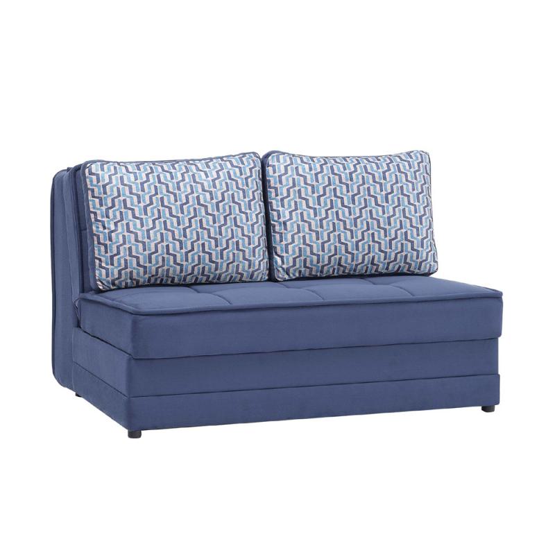 ספה דו מושבית עם ארגז מצעים נפתחת למיטה זוגית דגם עמית-כחול