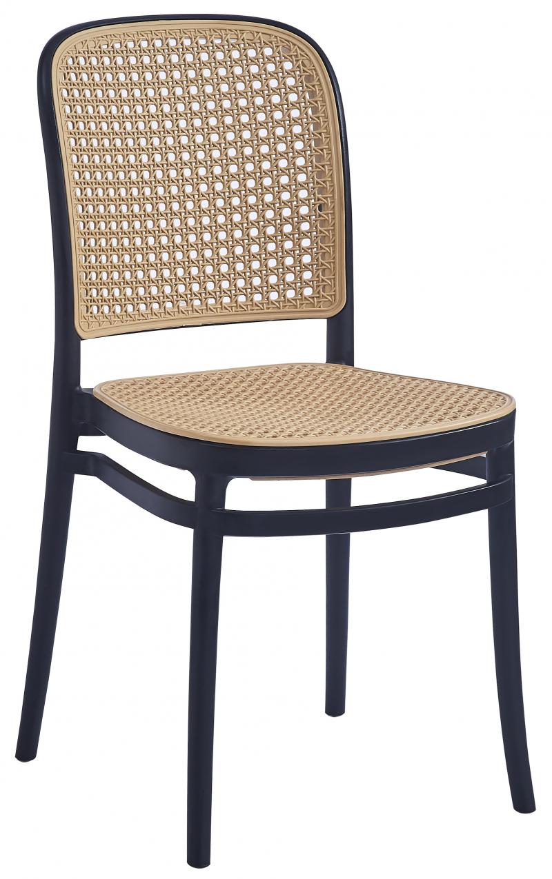 רביעיית כסאות נערמים דמוי ראטן דגם Paul שחור/עץ X4 