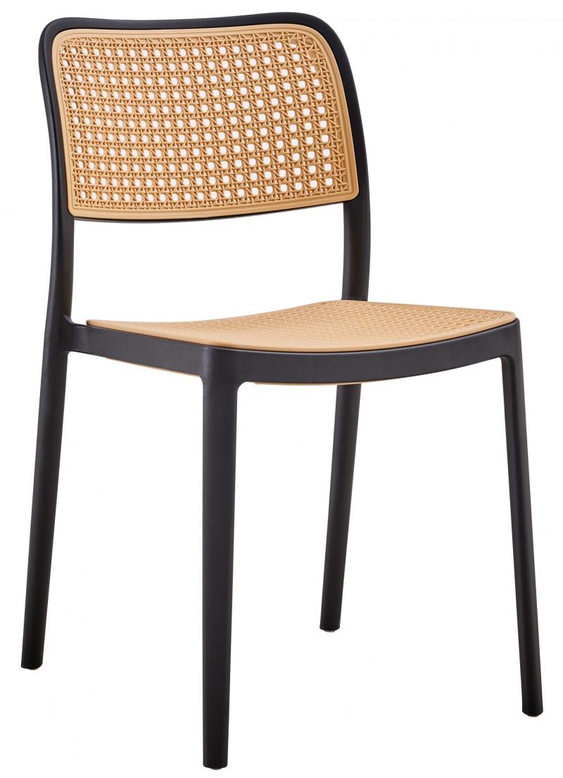 רביעיית כסאות נערמים דמוי ראטן דגם Kevin שחור/עץ X4