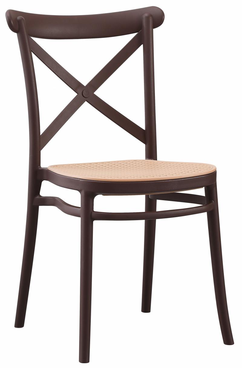 רביעיית כסאות נערמים דמוי ראטן דגם Shany חום/עץ X4