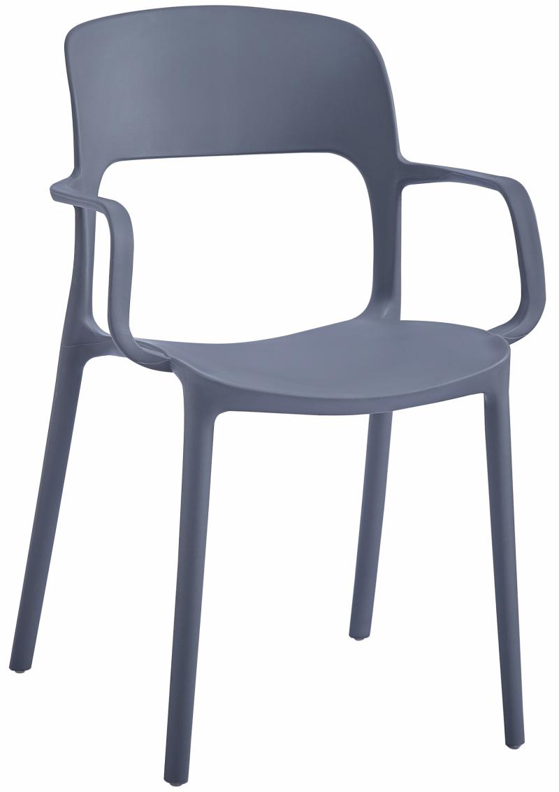 רביעיית כיסאות נערמים מפלסטיק עם ידיות דגם Betty אפור X4