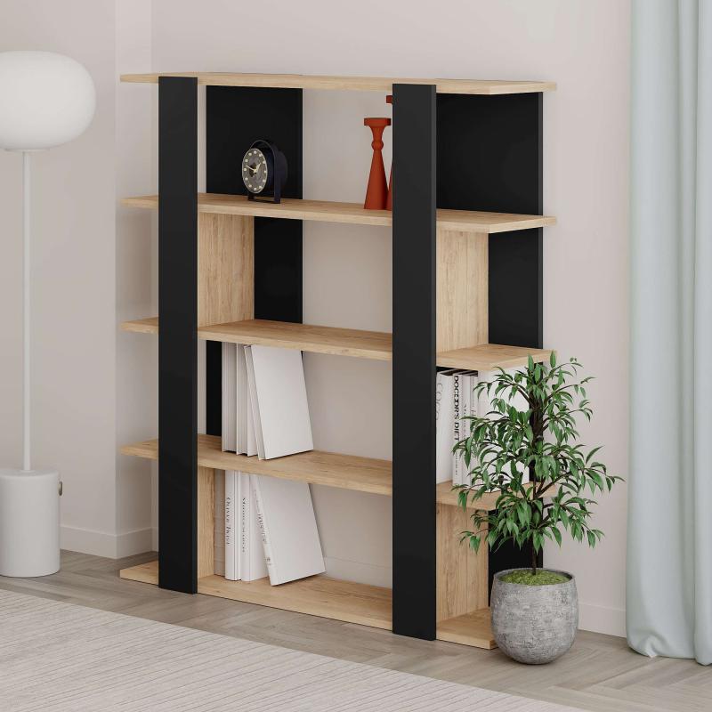 כוננית Tita Bookcase אלון/שחור מסדרת Decoline