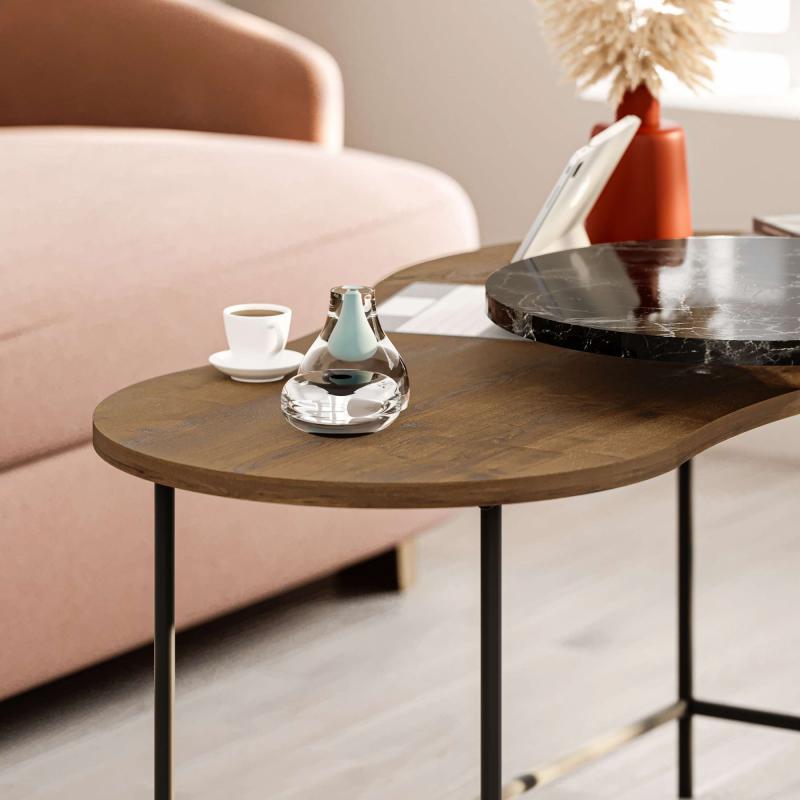 שולחן סלון CUDDLE COFFEE TABLE אורן/שחור שיש מסדרת Decoline