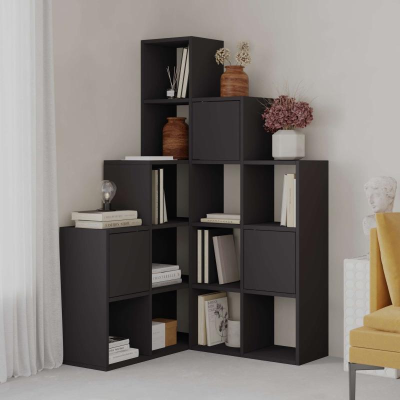 כוננית פינתית PALEO CORNER BOOKCASE SET שחור Decoline