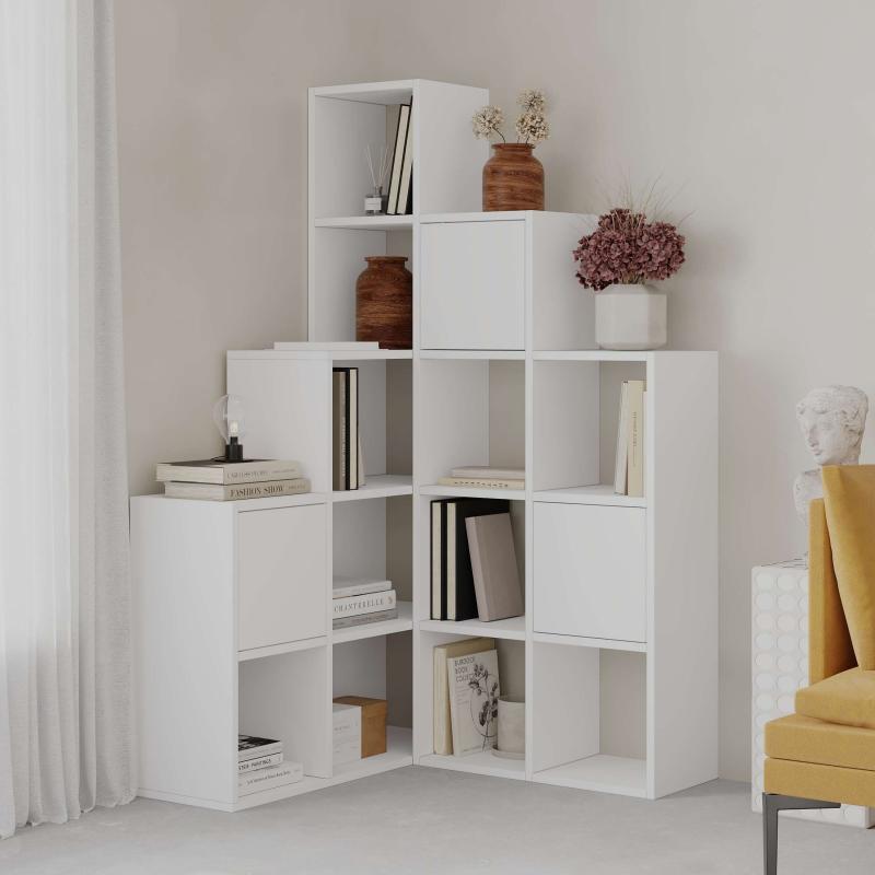 כוננית פינתית PALEO CORNER BOOKCASE SET לבן Decoline