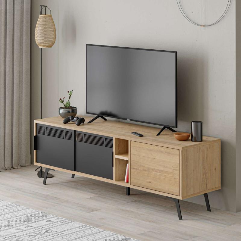 מזנון טלוויזיה LULIA TV stand אלון 148  סמ מסדרת Decoline