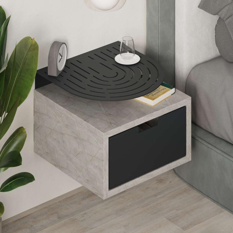 שידת לילה OSLO NIGHTSTAND צבע אבן מסדרת Decoline